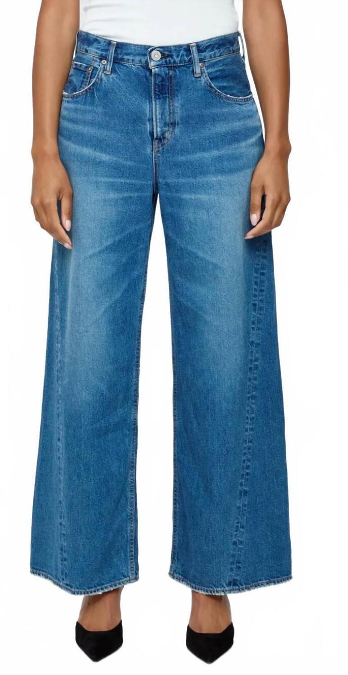 NEW MOUSSY atlanta twisted wide leg pants in medium blue wash